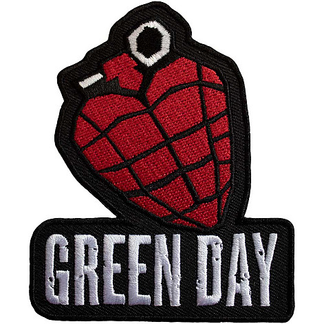 Green Day tkaná nášivka/nažehlovačka PES 68 x 86 mm, Grenade Logo