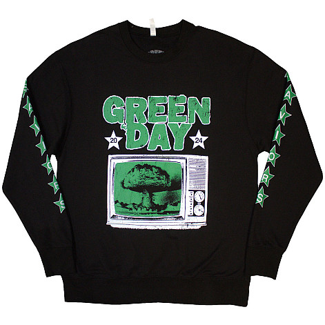 Green Day mikina, Sweatshirt TV Explosion Sleeve Print Black, pánská