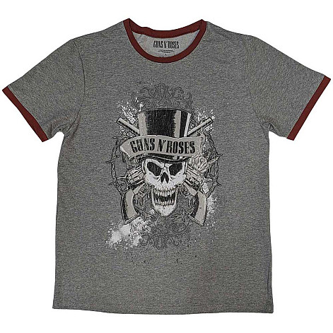 Guns N Roses tričko, Faded Skull Ringer Grey, pánské