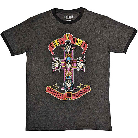 Guns N Roses tričko, Appetite for Destruction Ringer Grey, pánské