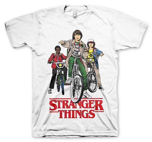 Stranger Things tričko, Bikes White, pánské