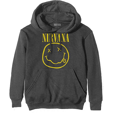 Nirvana mikina, Yellow Happy Face Charcoal Grey, pánská