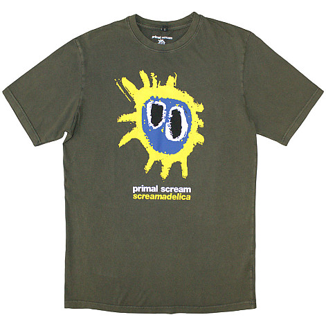 Primal Scream tričko, Screamadelica Stone Wash Green, pánské