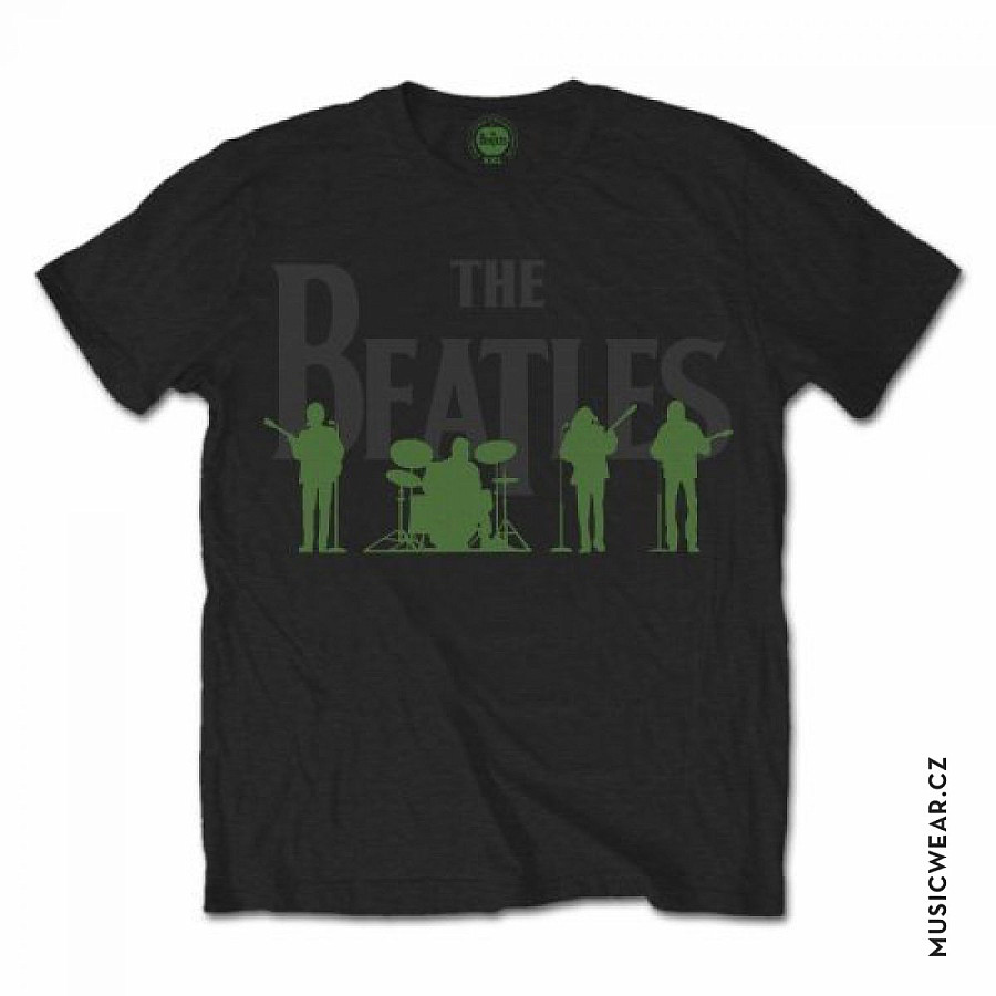 The Beatles tričko, Saville Row Line Up with Green Silhouettes, pánské, velikost M