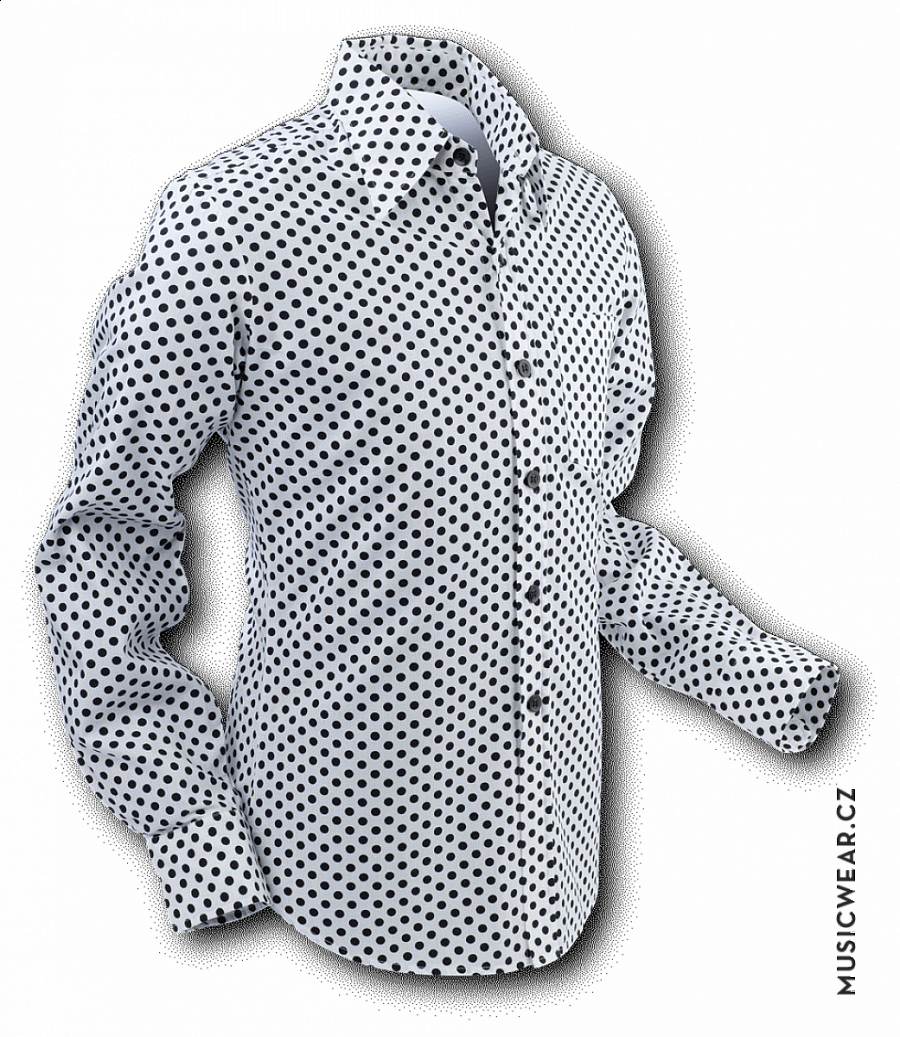 Pete Chenaski košile, White &amp; Black Dots, pánská, velikost S