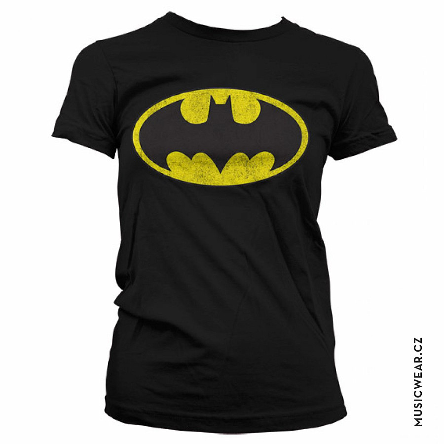 Batman tričko, Distressed Logo Black, dámské, velikost S