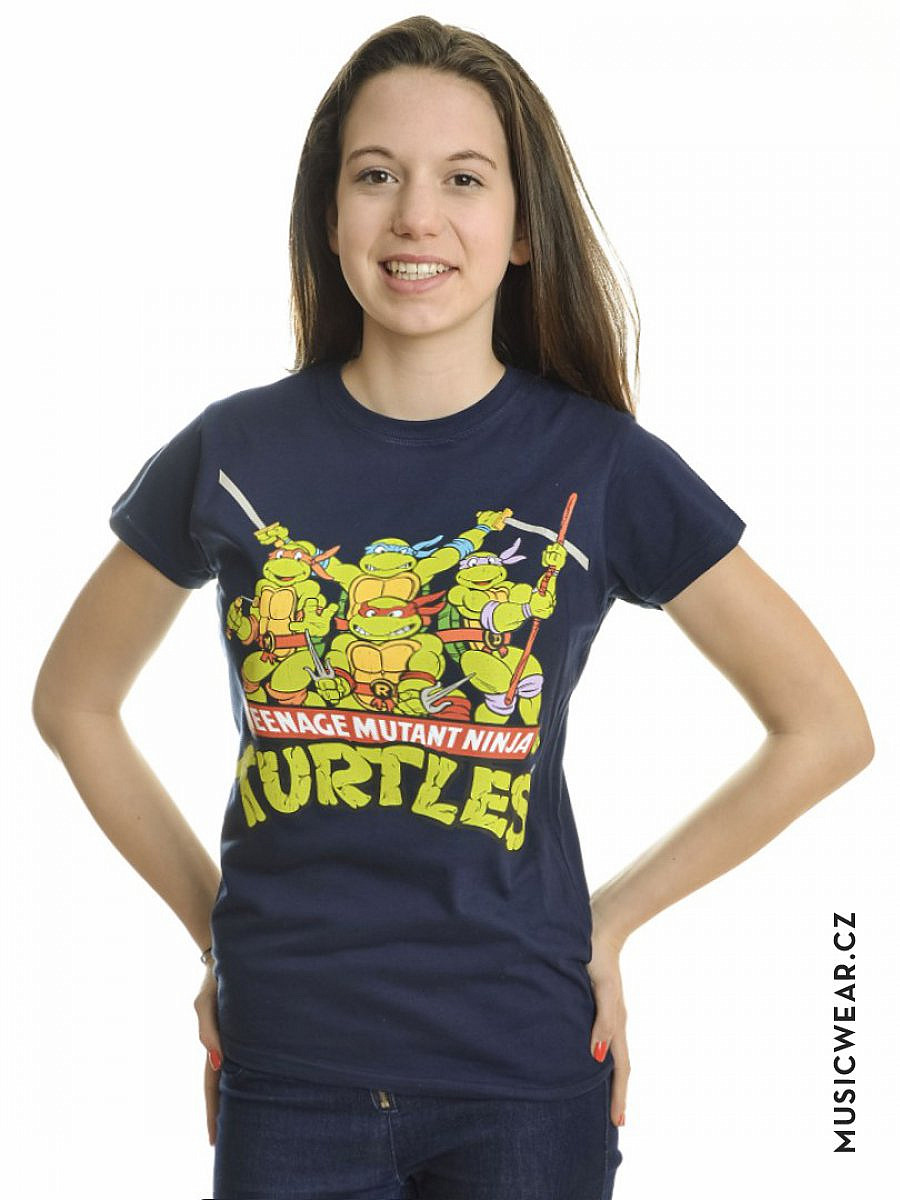 Želvy Ninja tričko, Distressed Group Girly, dámské, velikost L
