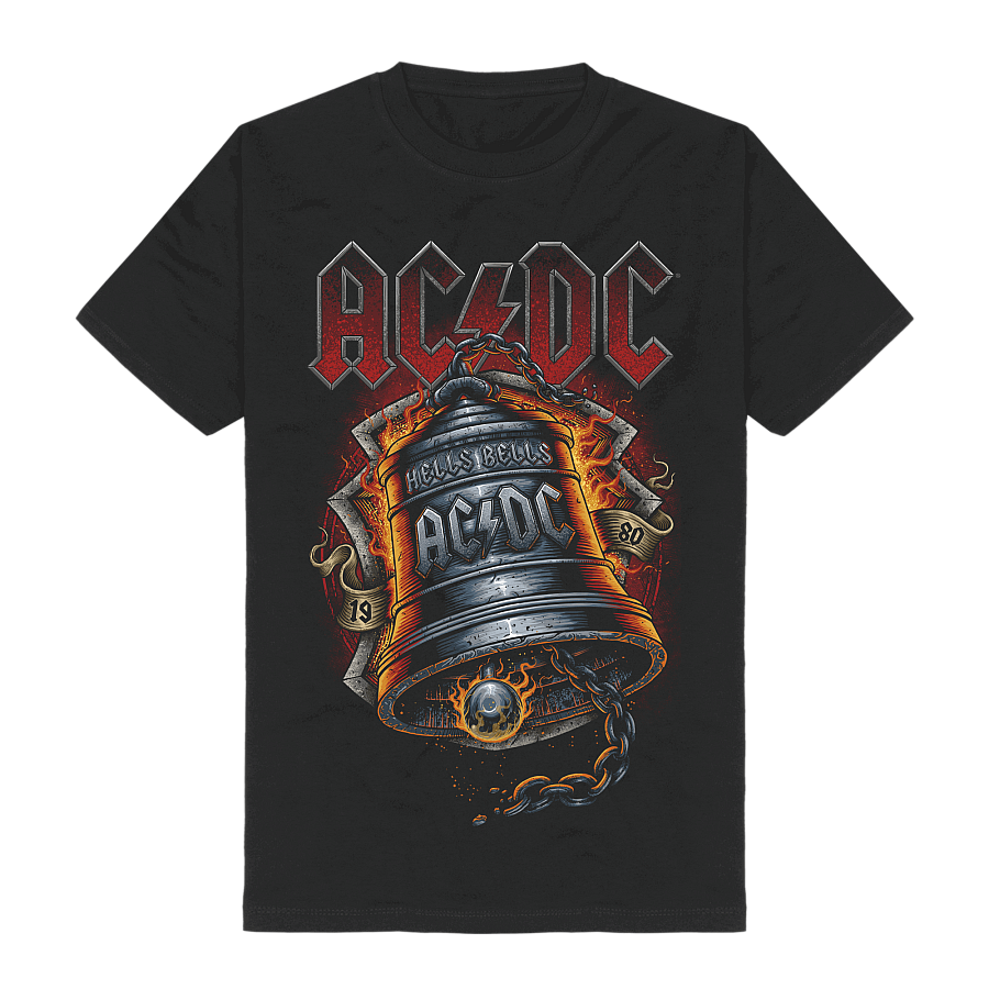 AC/DC tričko, Hells Bells Flames Black, pánské, velikost M