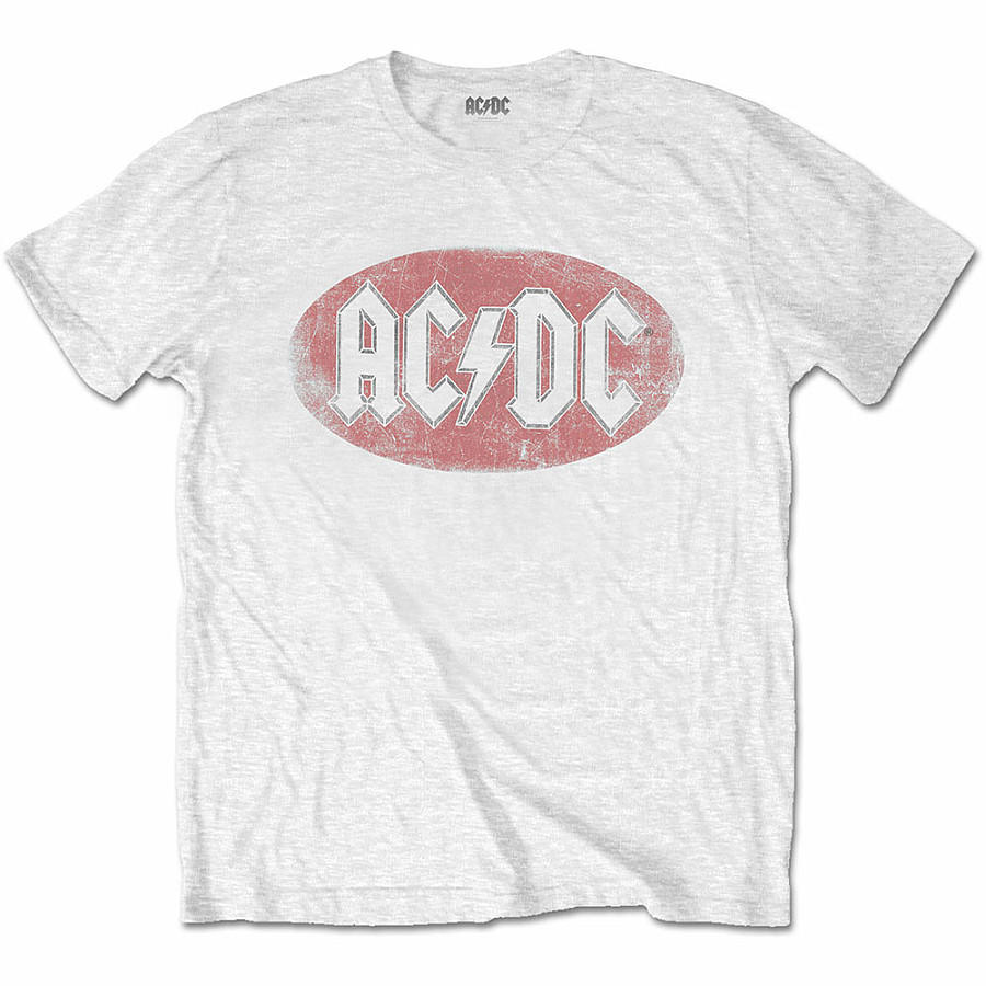 AC/DC tričko, Oval Logo Vintage White, pánské, velikost M