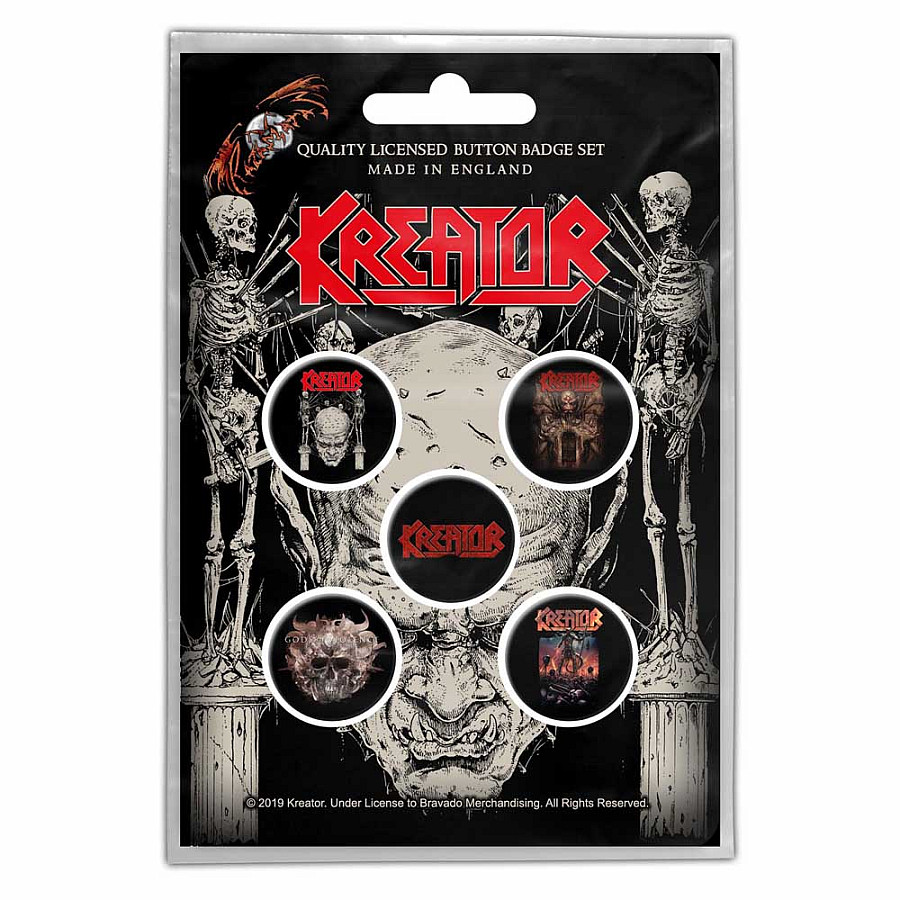 Kreator set 5-ti placek 25 mm, Skull & Skeletons