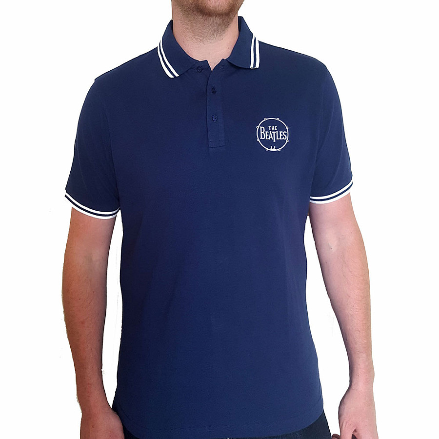 The Beatles tričko, Drum logo Polo Navy, pánské, velikost S