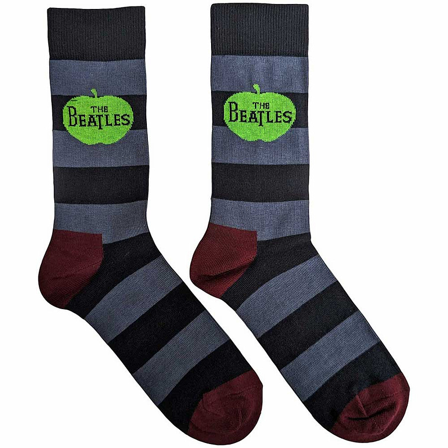 The Beatles ponožky, Apple &amp; Stripes Blue, unisex - velikost 6 až 11 (39 až 45)