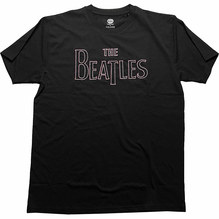 The Beatles tričko, Drop T Logo Embroidered Eco Friendly Black, pánské, velikost L