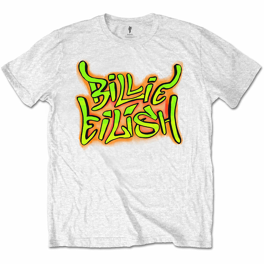 Billie Eilish tričko, Graffiti White, dětské, velikost XL dětská velikost XL (11-12 let)
