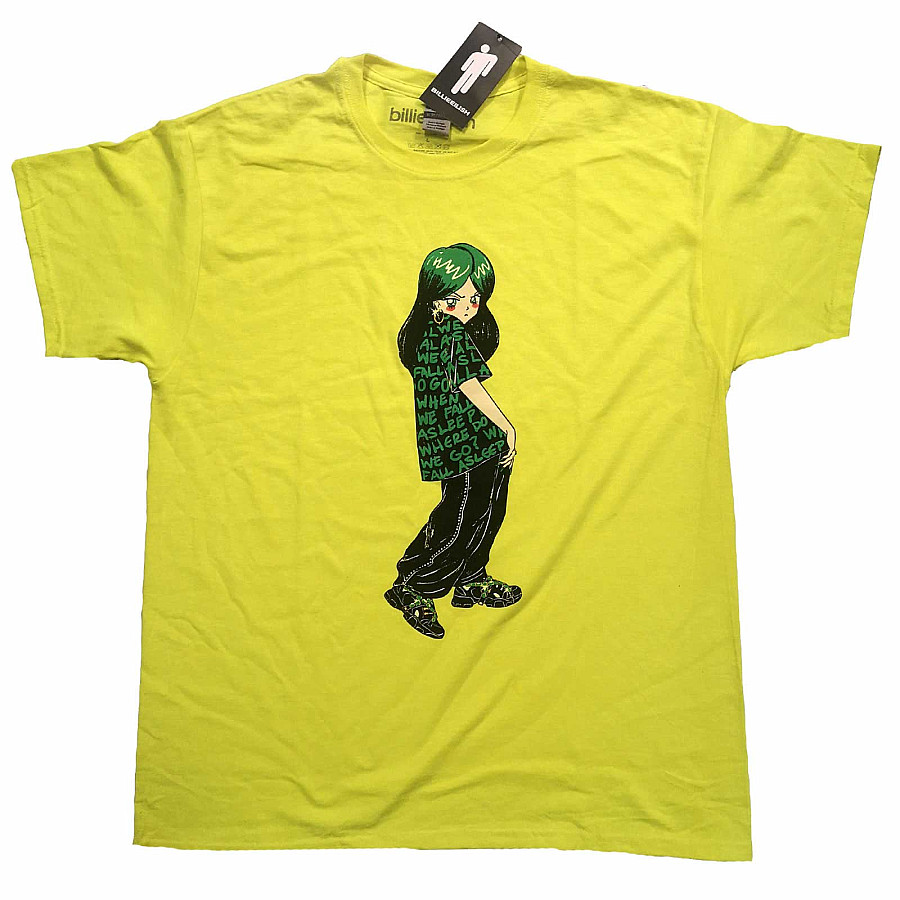 Billie Eilish tričko, Anime Billie Yellow, pánské, velikost XL