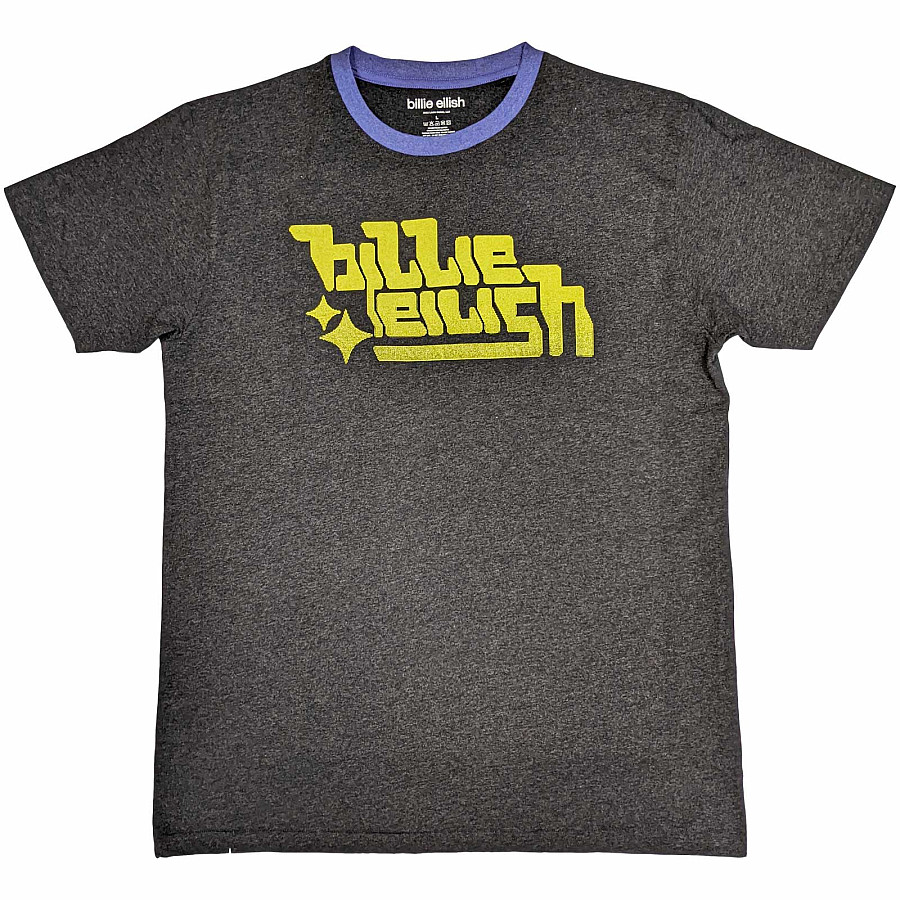 Billie Eilish tričko, Neon Green Logo Charcoal Grey, pánské, velikost XL