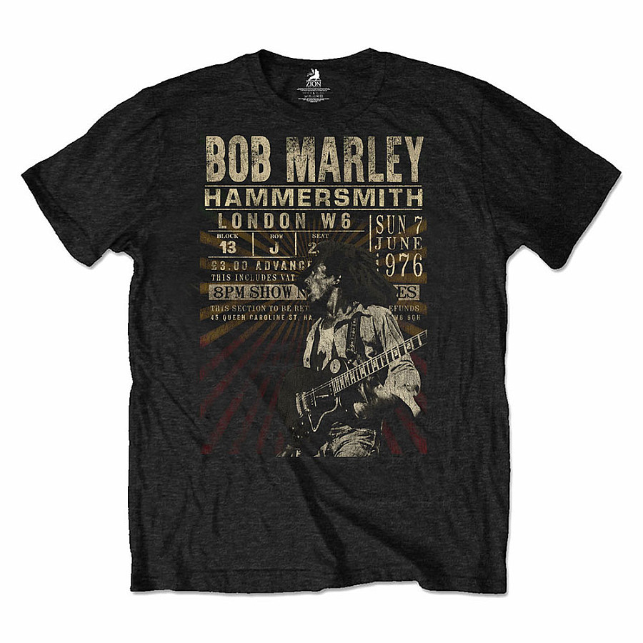 Bob Marley tričko, Hammersmith ´76 Eco-Tee Black, pánské, velikost S