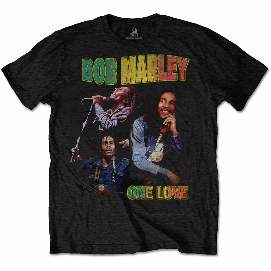 Bob Marley tričko, One Love Homage Black, pánské, velikost S