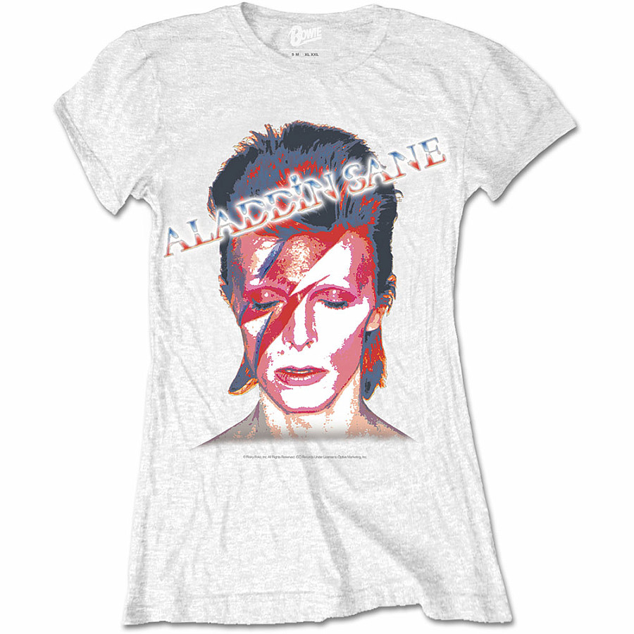 David Bowie tričko, Aladdin Sane White, dámské, velikost L