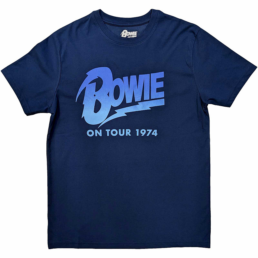 David Bowie tričko, On Tour 1974 Denim Blue, pánské, velikost XL