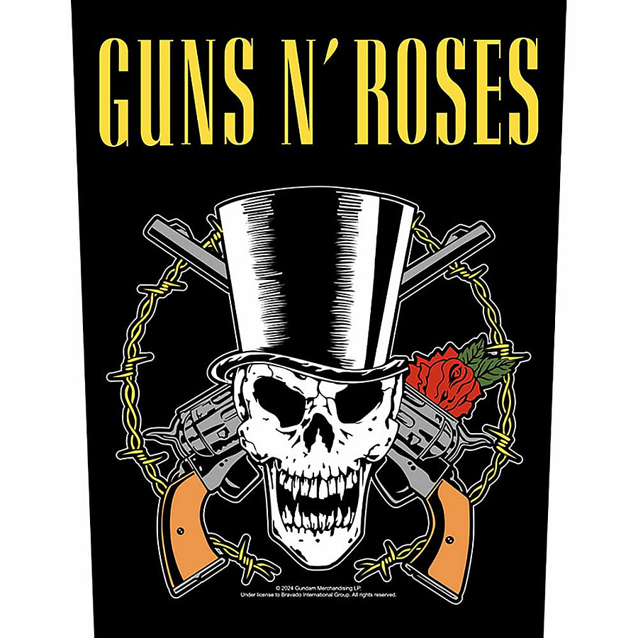 Guns N Roses nášivka na záda CO+PES 30x27x36 cm, Skull & Guns