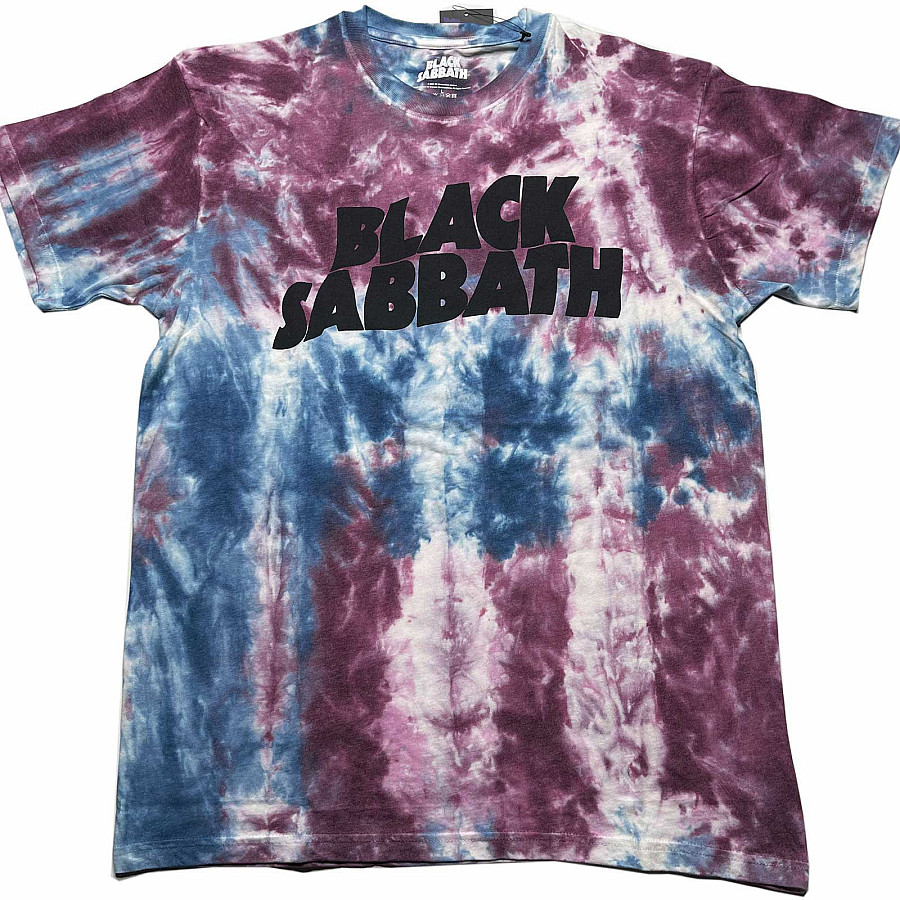 Black Sabbath tričko, Wavy Logo Dye Wash Eco Blue &amp; Red, pánské, velikost M