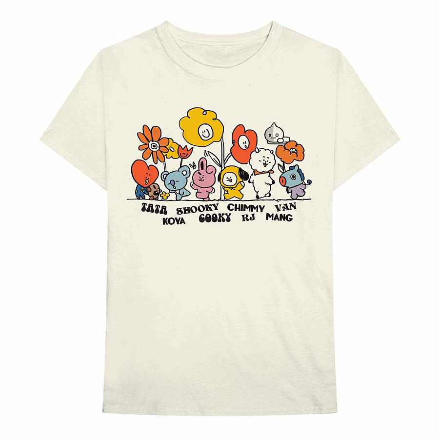 BT21 tričko, Hippie Flowers Beige, pánské, velikost S