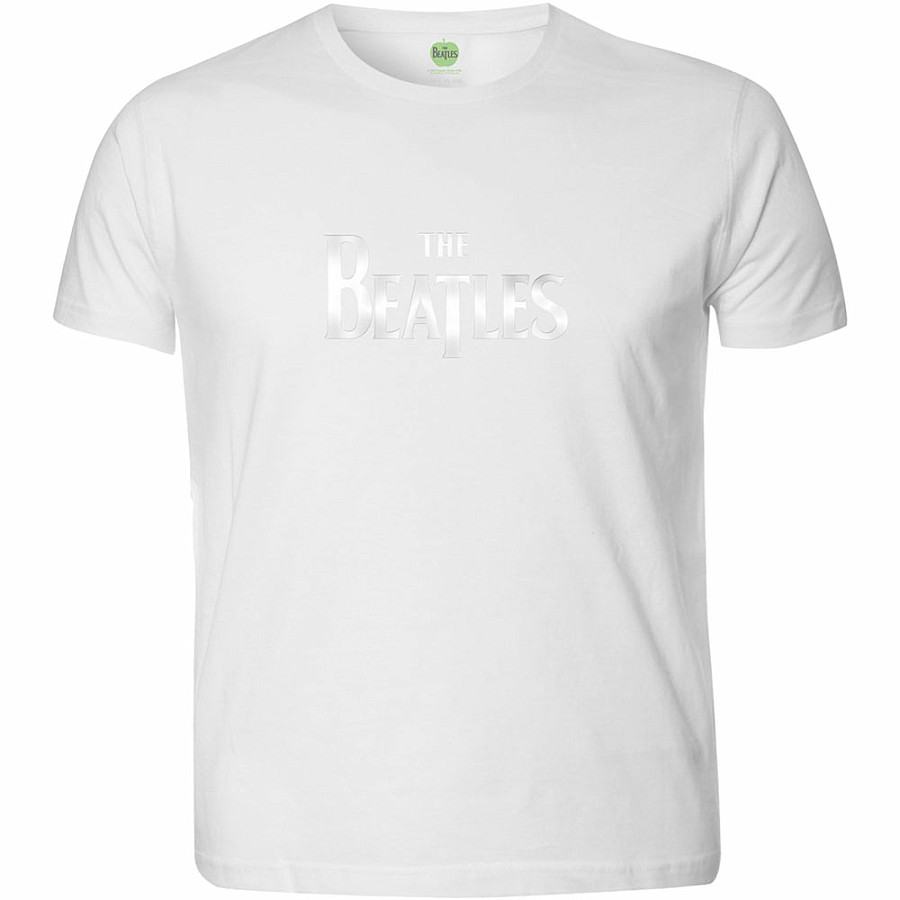 The Beatles tričko, Drop T Logo Hi-Build White, pánské, velikost XXL