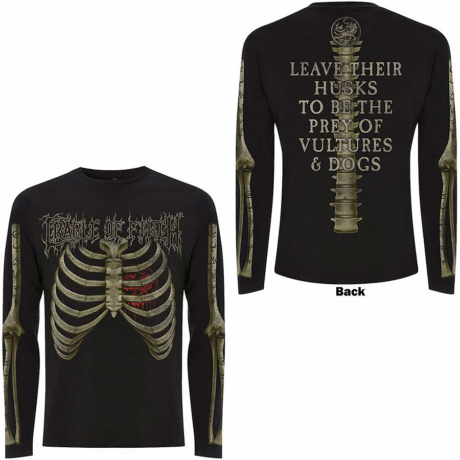 Cradle Of Filth tričko dlouhý rukáv, Skeleton Sleeve Print BP Black, pánské, velikost XL