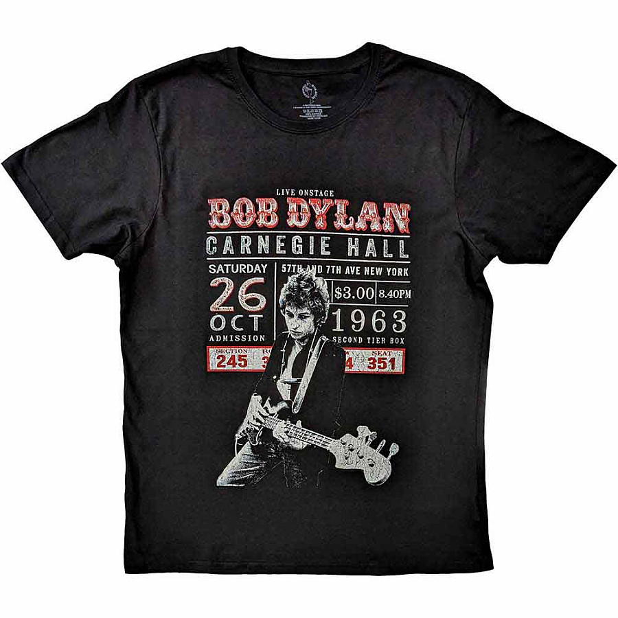 Bob Dylan tričko, Carnegie Hall '63 Black, pánské, velikost XXL