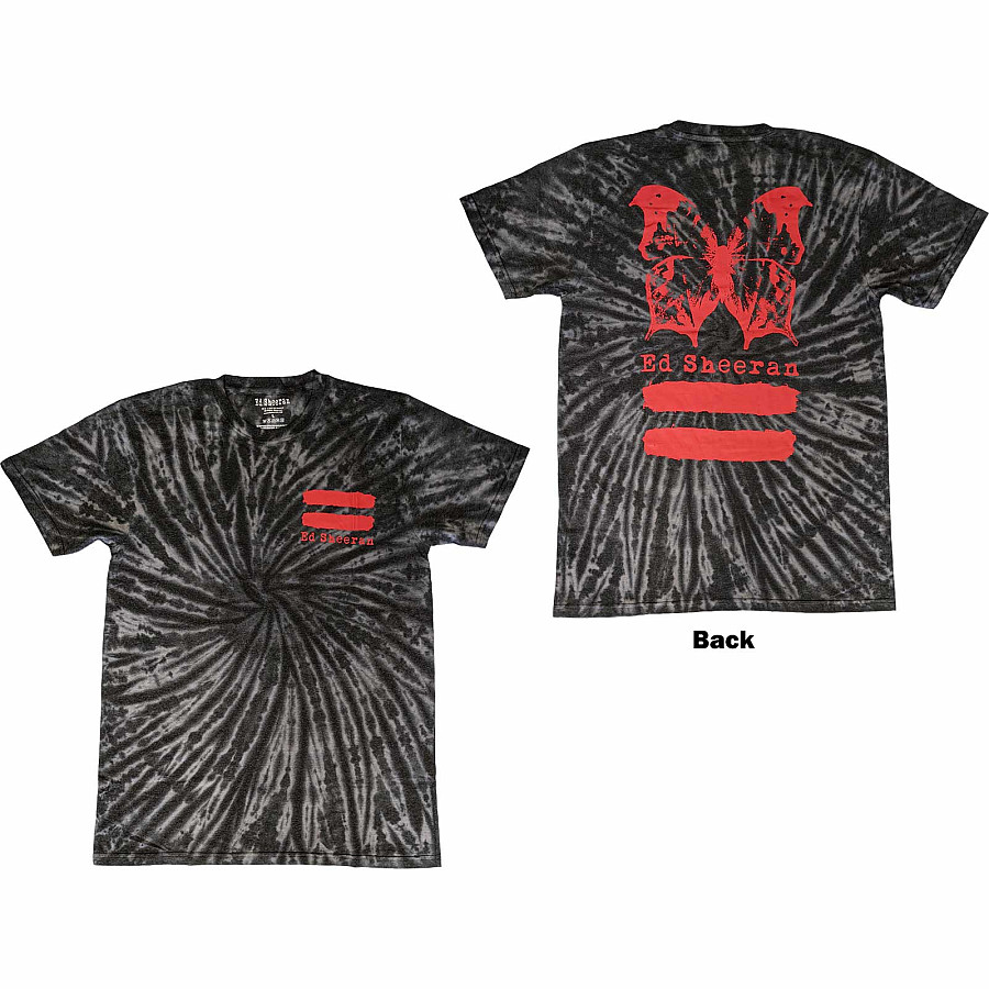 Ed Sheeran tričko, Red Equals Butterfly BP Wash Collection Black, pánské, velikost S