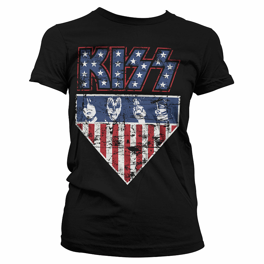 KISS tričko, Stars &amp; Stripes Black, dámské, velikost XL