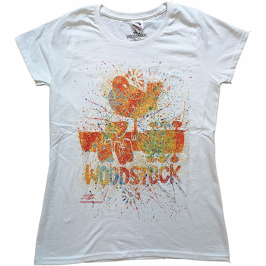 Woodstock tričko, Splatter Girly White, dámské, velikost M