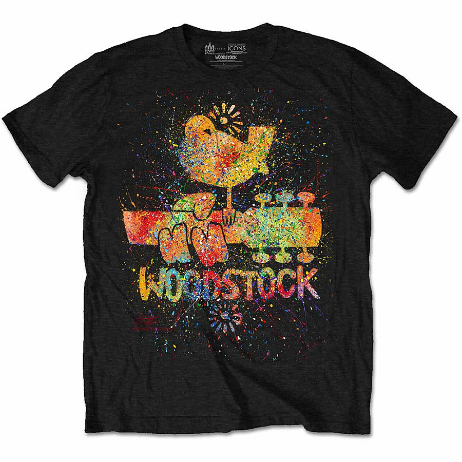 Woodstock tričko, Splatter Black, pánské, velikost XXL