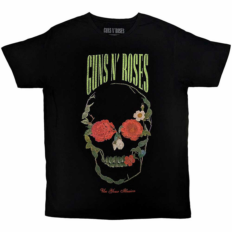 Guns N Roses tričko, Rose Skull Black, pánské, velikost L