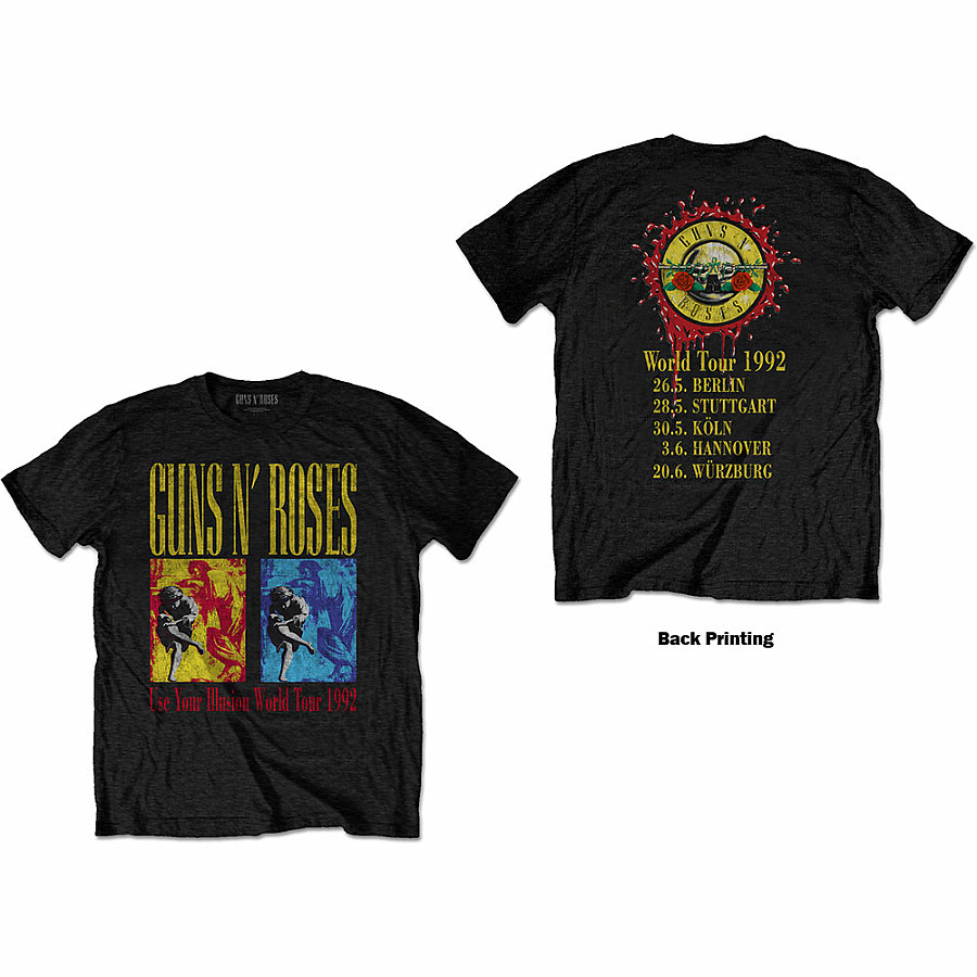 Guns N Roses tričko, Use Your Illusion World Tour BP Black, pánské, velikost XXL