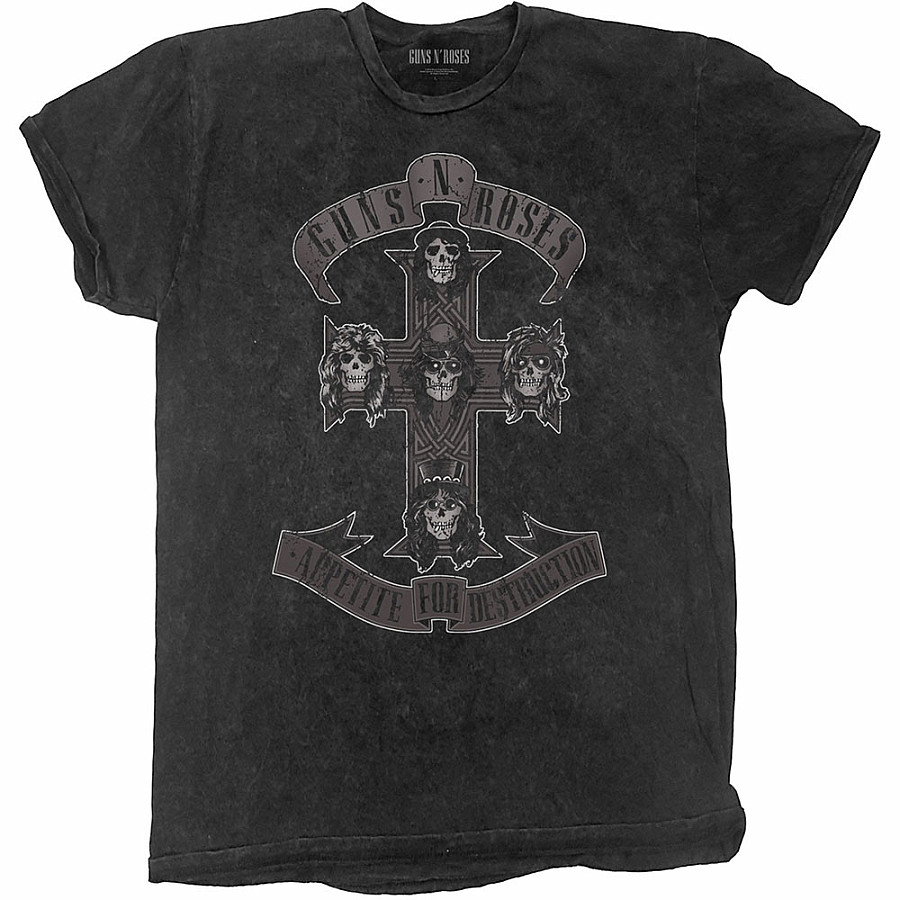 Guns N Roses tričko, Monochrome Cross Dip-Dye Black, pánské, velikost S