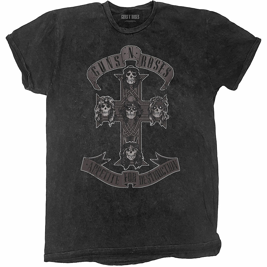 Guns N Roses tričko, Monochrome Cross Dip-Dye Black, pánské, velikost L