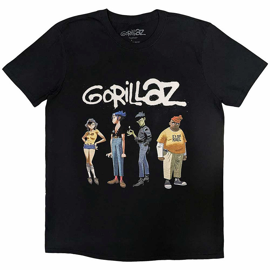 Gorillaz tričko, Spray Logo Group Black, pánské, velikost XL