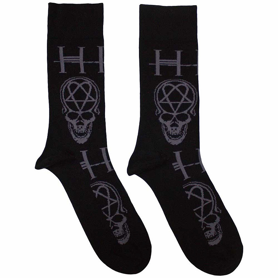 Levně HIM ponožky, Heartagram Skull Black, unisex - velikost 7 až 11 (40 až 45)