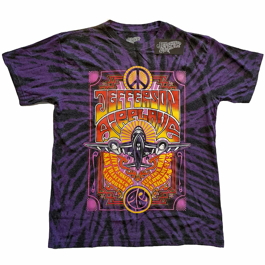 Jefferson Airplane tričko, Live in San Francisco CA Dip Dye Purple, pánské, velikost S