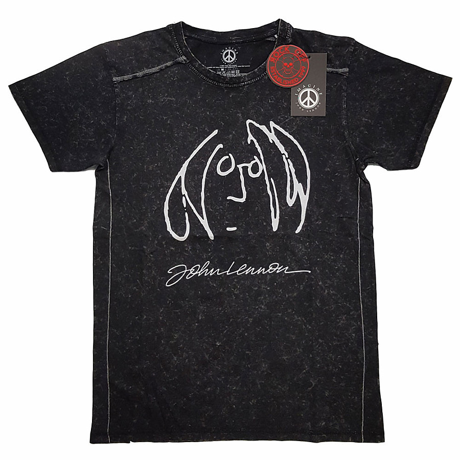 John Lennon tričko, Self Portrait Snow Washed Black, pánské, velikost S