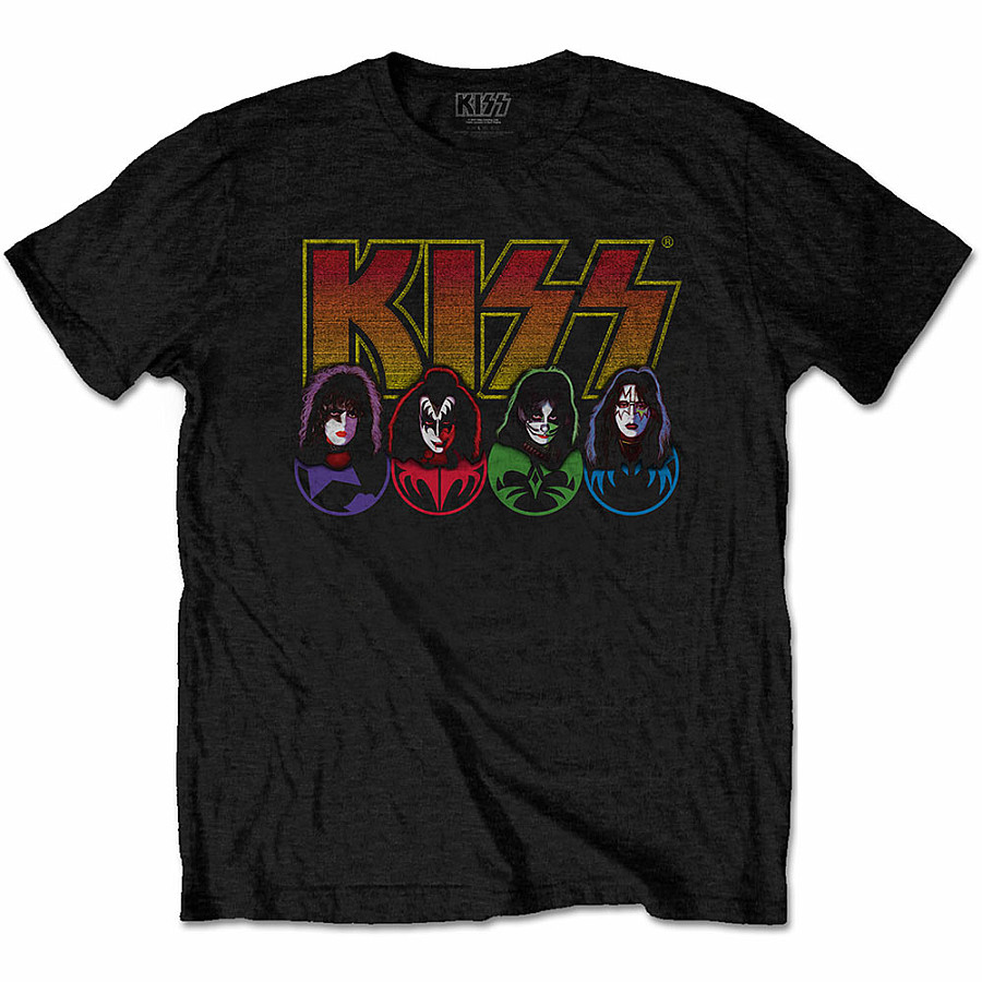 KISS tričko, Logo, Faces &amp; Icons Black, pánské, velikost L