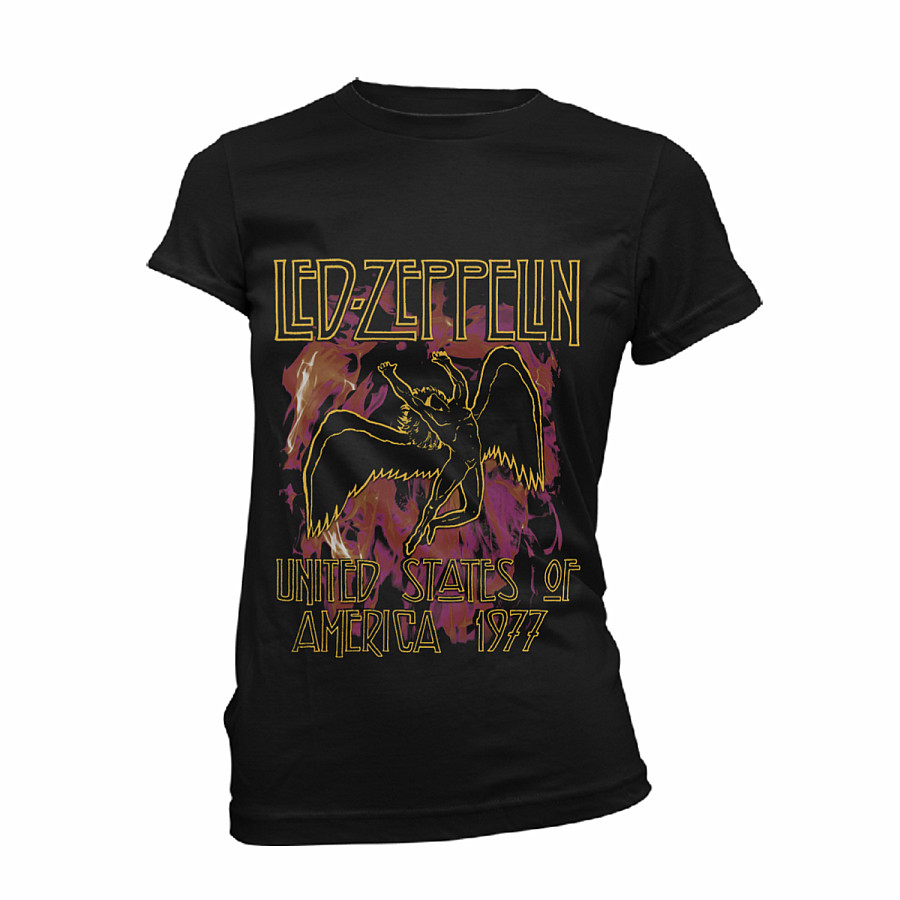 Led Zeppelin tričko, Black Flames Girly, dámské, velikost M