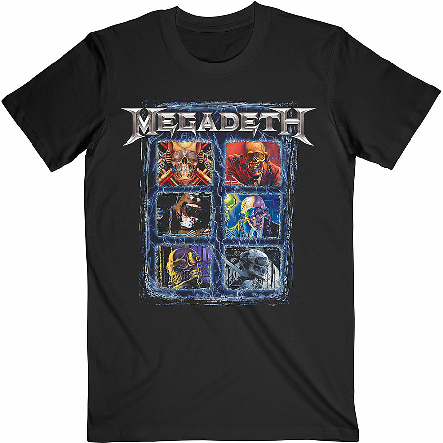 Megadeth tričko, Vic Head Grid Black, pánské, velikost S