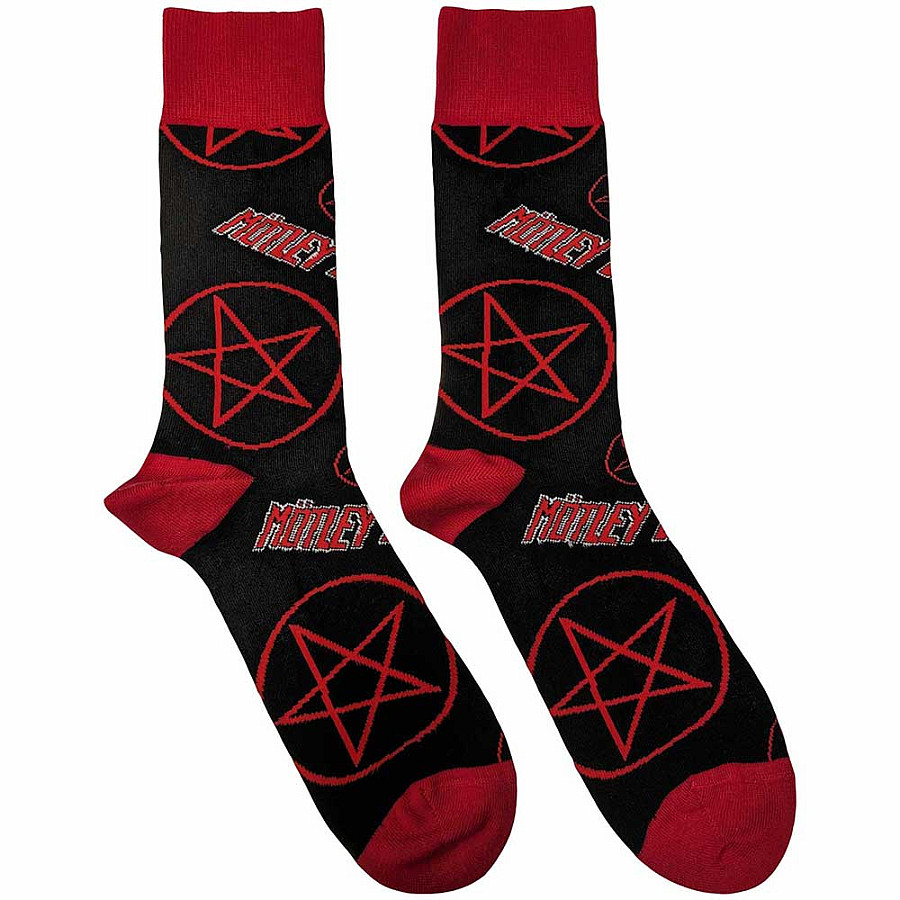 Motley Crue ponožky, Logos &amp; Pentagrams Black, unisex - velikost 7 až 11 (40 až 45)