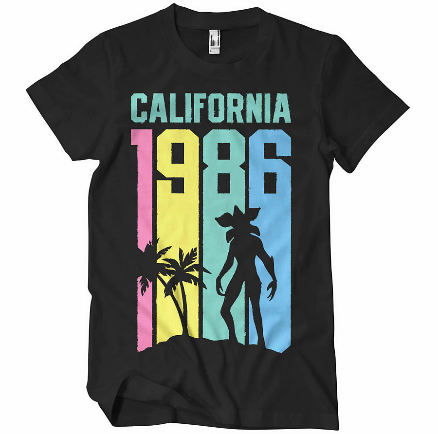 Stranger Things tričko, California 1986 Black, pánské, velikost XL