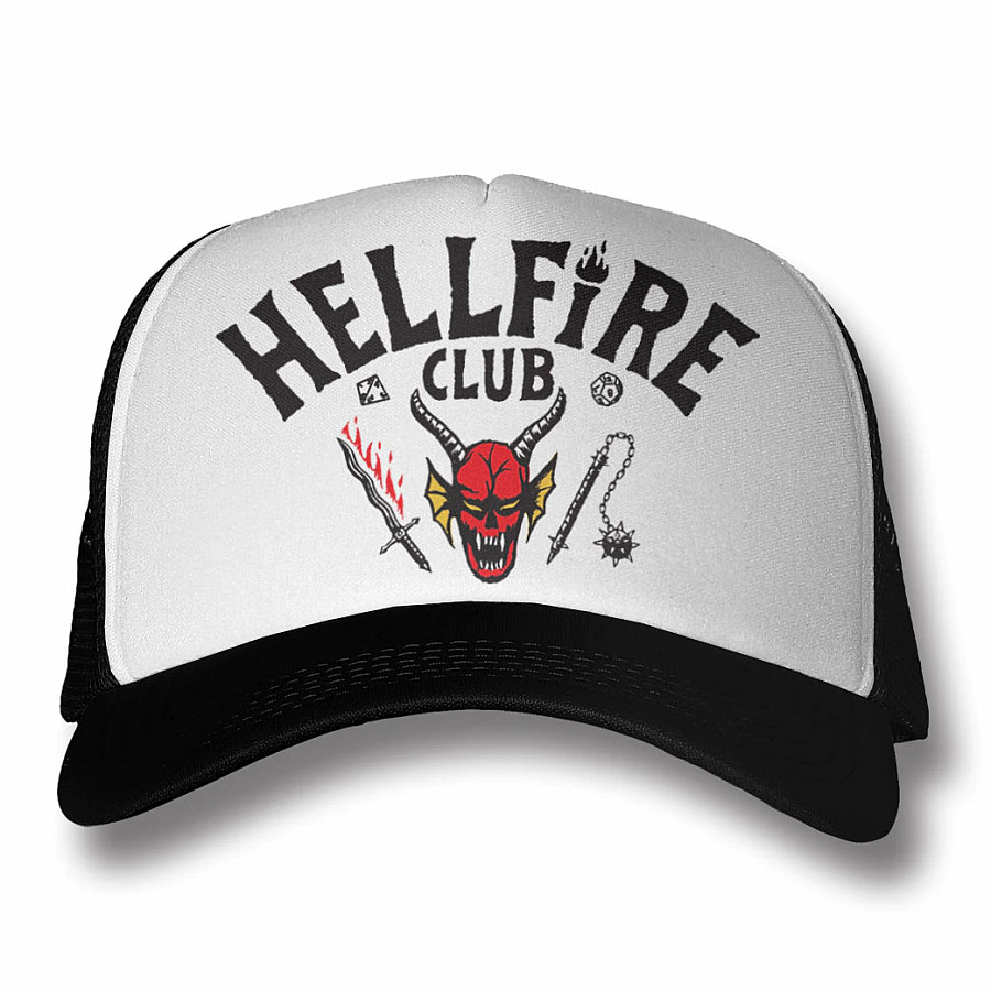 Stranger Things kšiltovka, Hellfire Club Trucker White Black, unisex