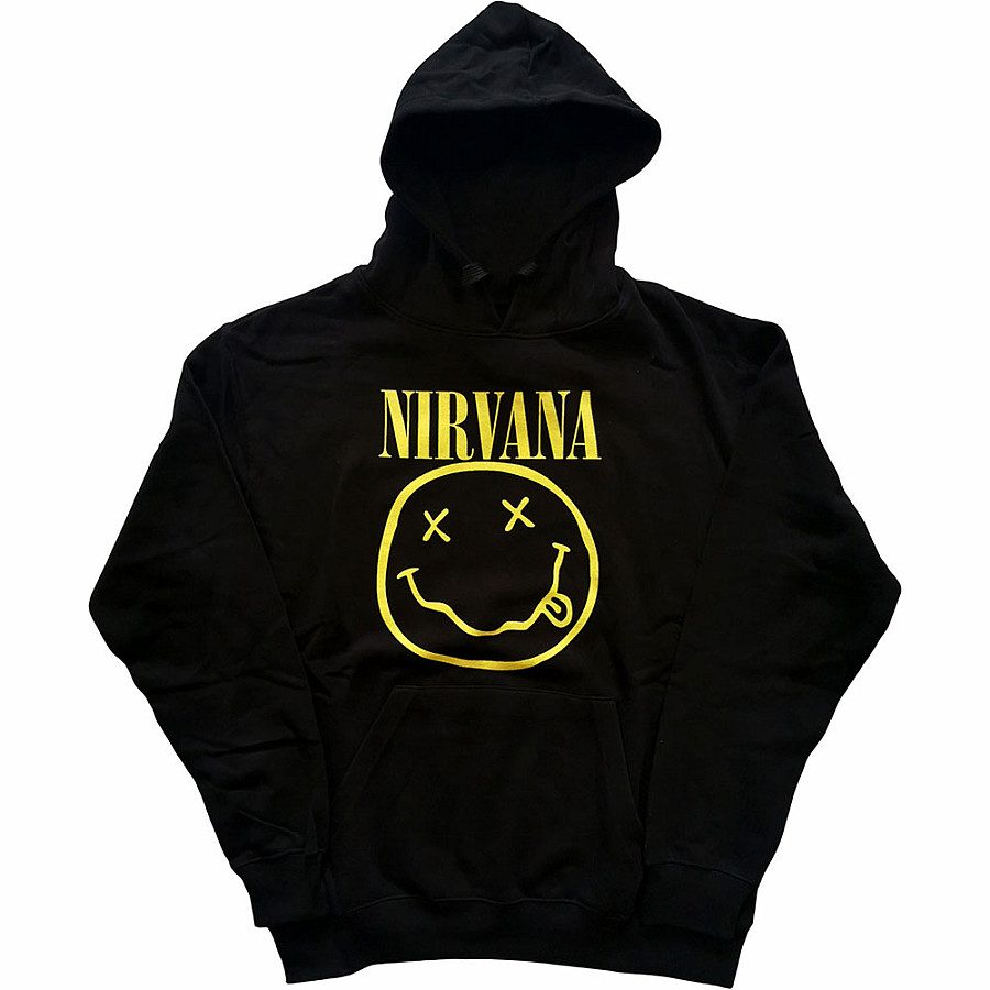 Nirvana mikina, Yellow Smiley Hoodie Black, pánská, velikost XXL