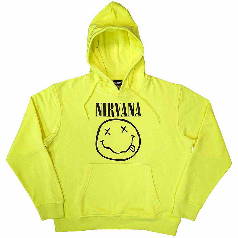 Nirvana mikina, Inverse Happy Face Neon Yellow, pánská, velikost XXL